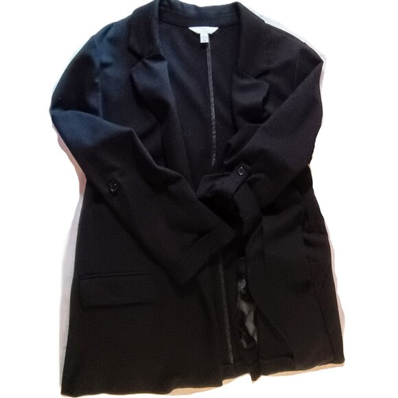 EUC: Time and Tru Sze Large Black Relaxed Fit Button Front Ponte Blazer - Picture 4 of 5